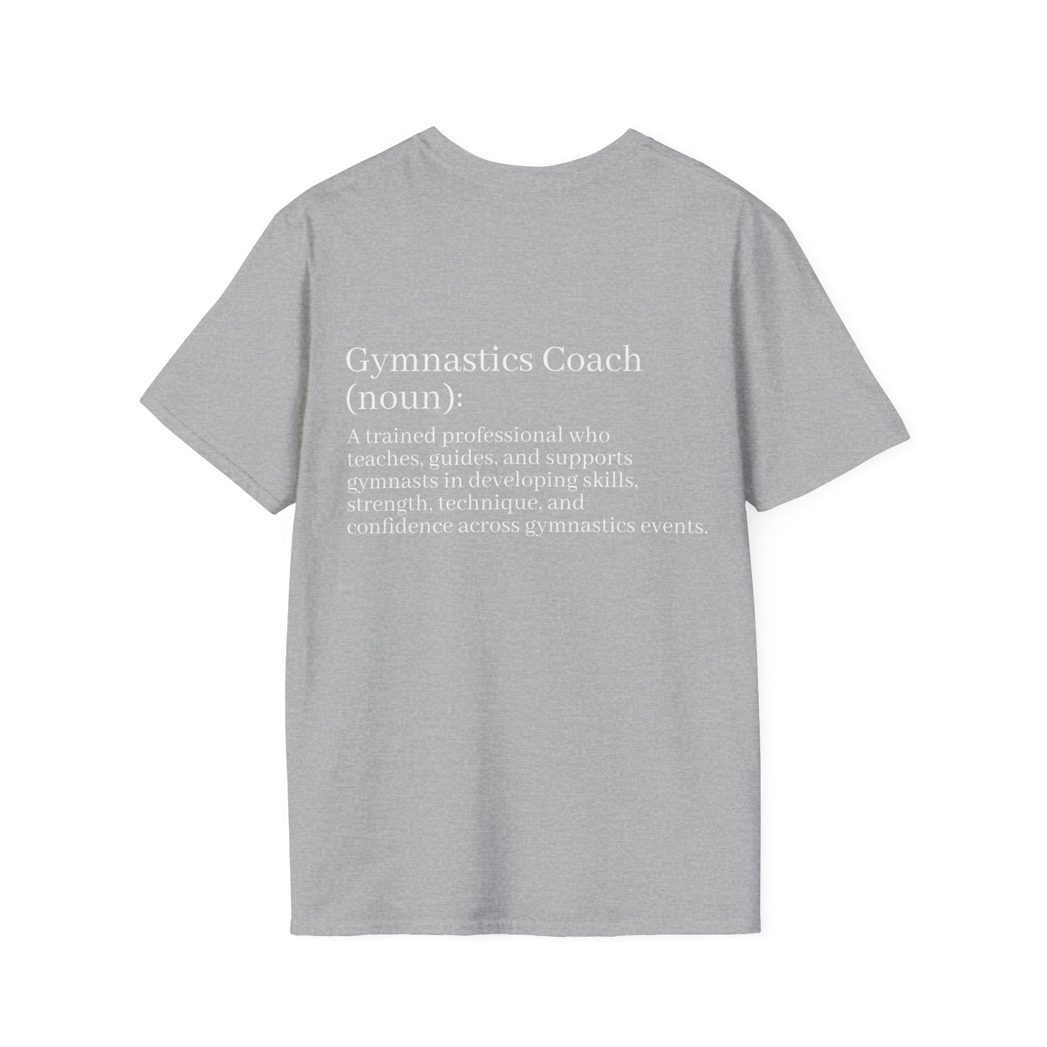 Adults Gymnastics Coach Definition T-Shirt — Back-Print Gift for Coaches
