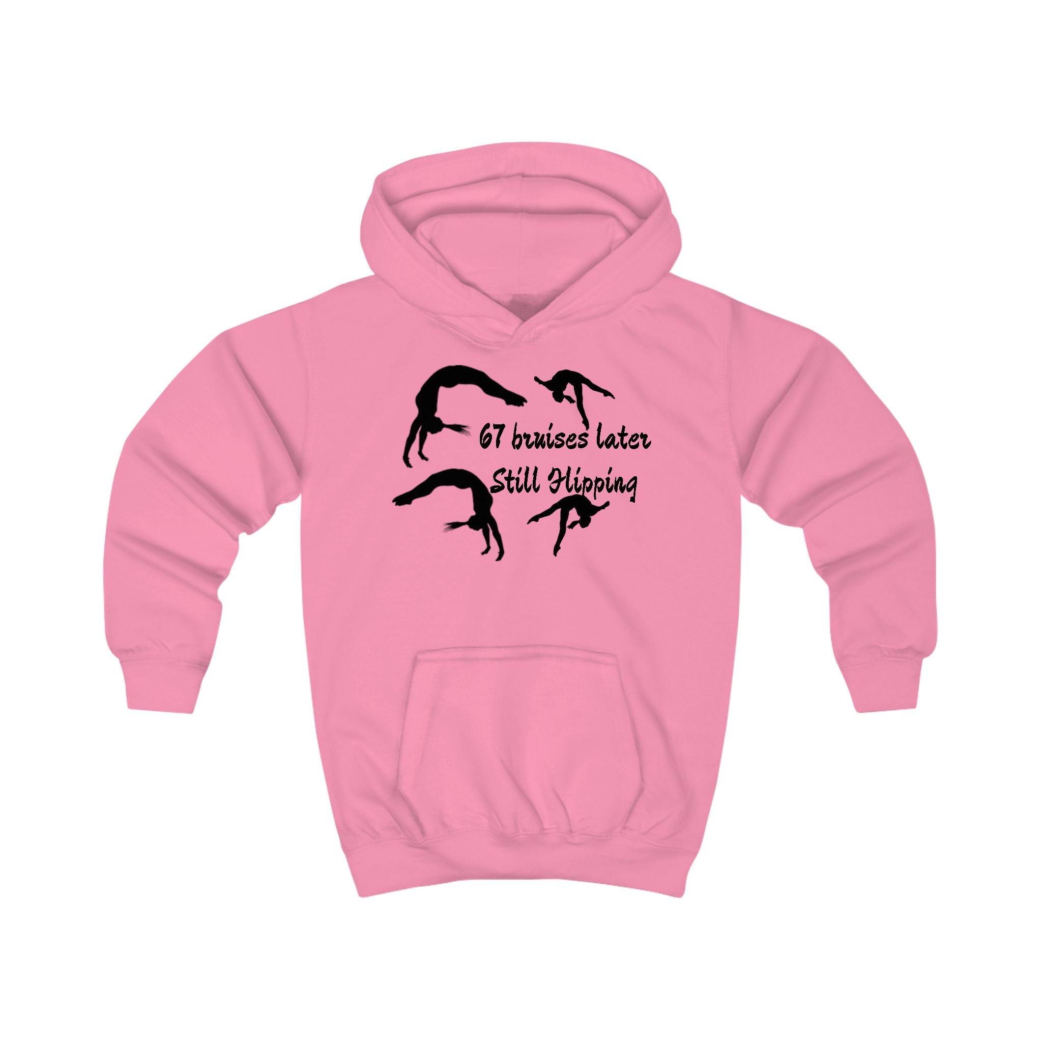 Kids Hoodie – '67 Bruises Later Still Flipping' Gymnastics Hoodie (Kids)
