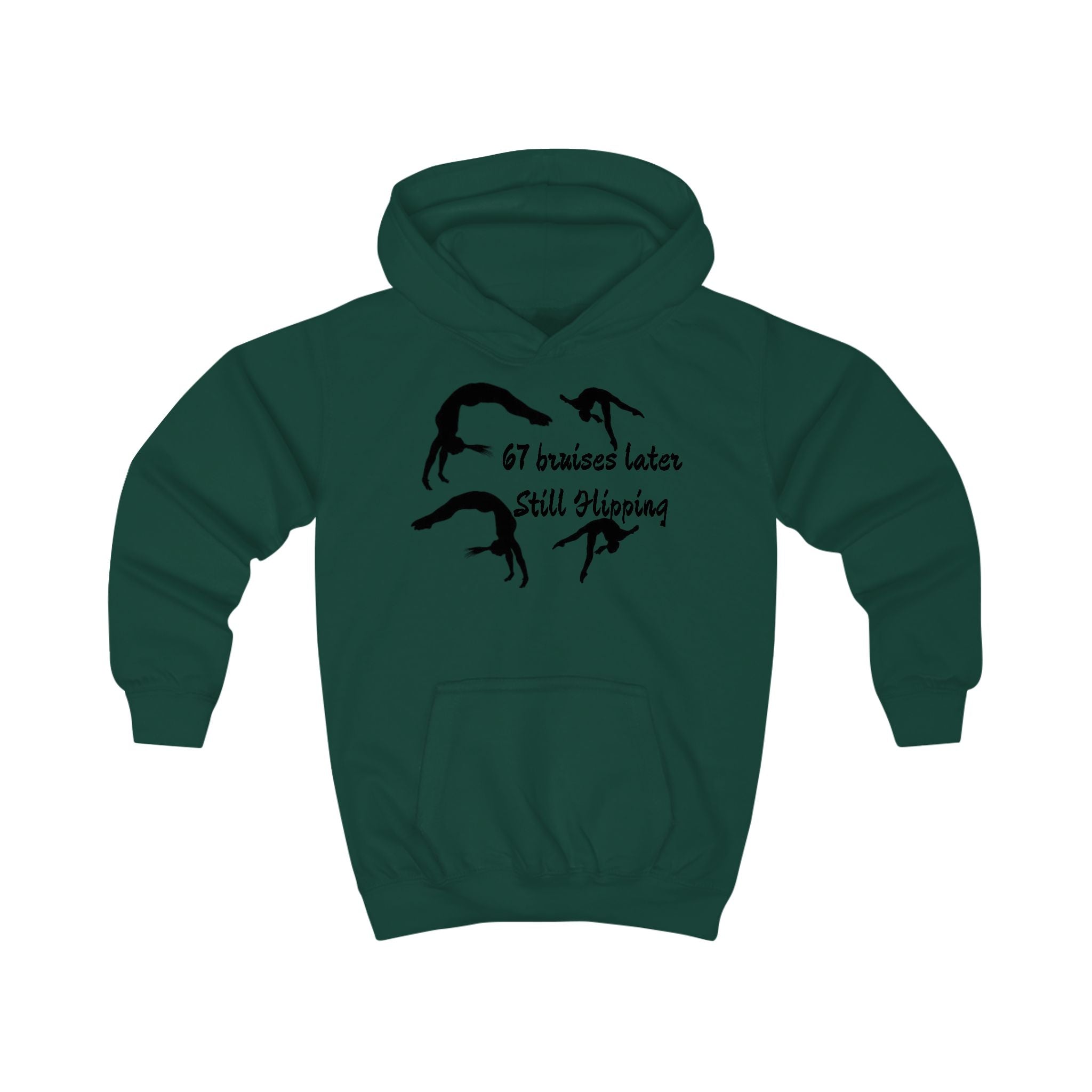 Kids Hoodie – '67 Bruises Later Still Flipping' Gymnastics Hoodie (Kids)