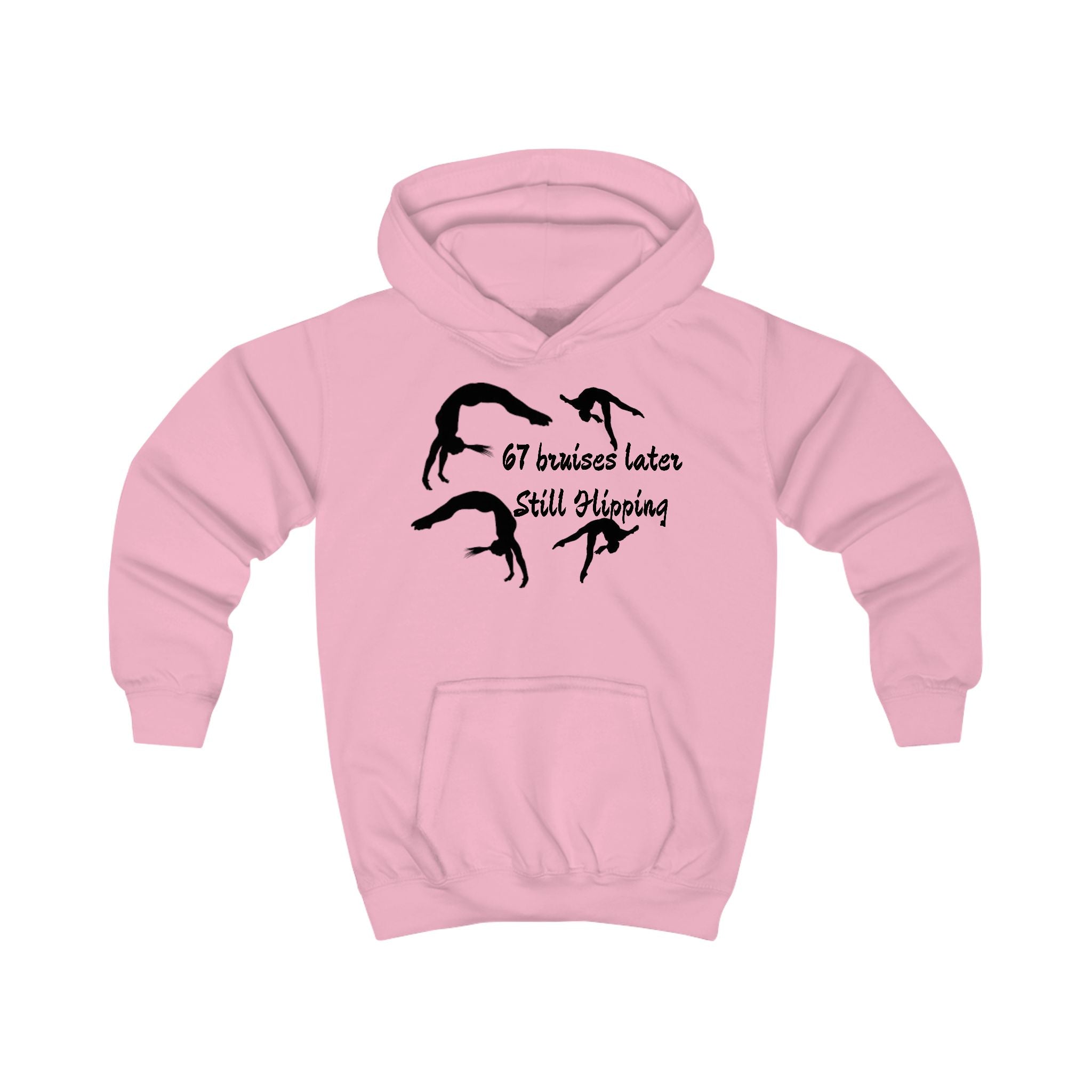 Kids Hoodie – '67 Bruises Later Still Flipping' Gymnastics Hoodie (Kids)