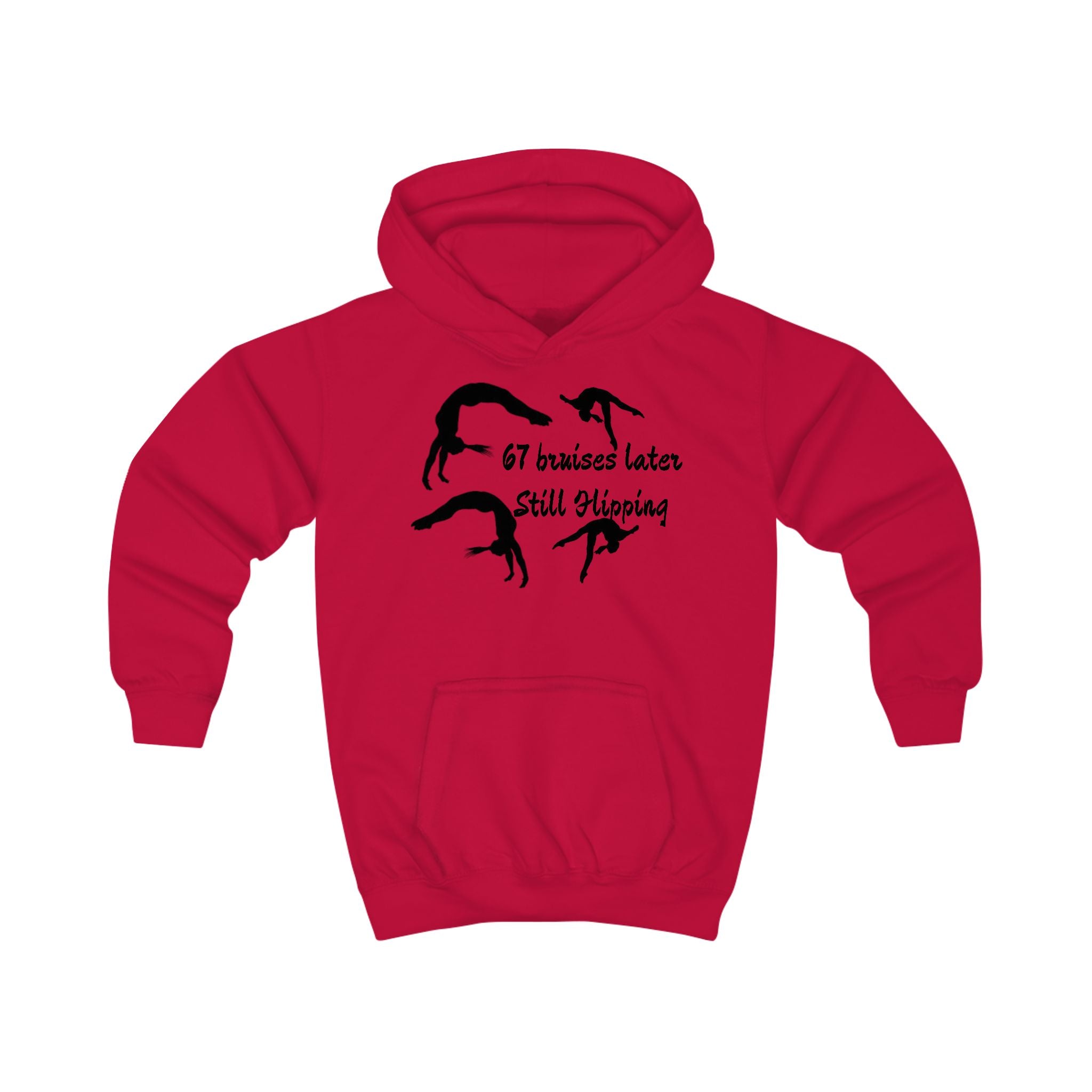 Kids Hoodie – '67 Bruises Later Still Flipping' Gymnastics Hoodie (Kids)
