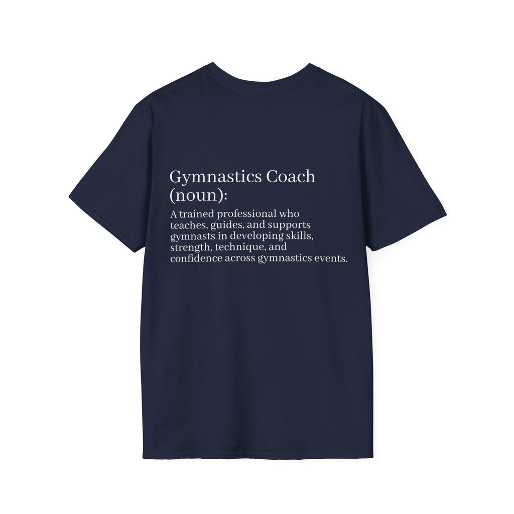 Adults Gymnastics Coach Definition T-Shirt — Back-Print Gift for Coaches