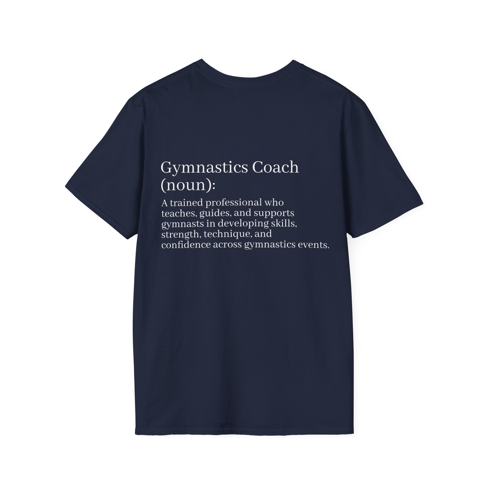 Adults Gymnastics Coach Definition T-Shirt — Back-Print Gift for Coaches