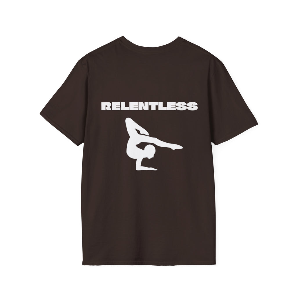 Relentless Gymnastics T-Shirt — Back Silhouette Athletic Tee (Adults)