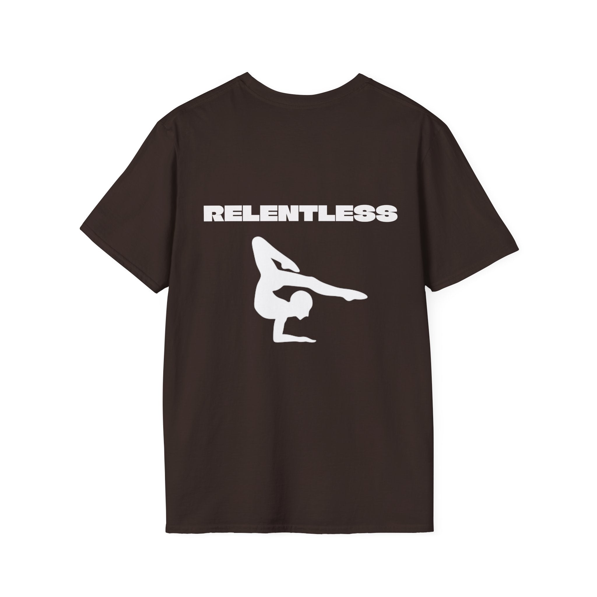 Relentless Gymnastics T-Shirt — Back Silhouette Athletic Tee (Adults)