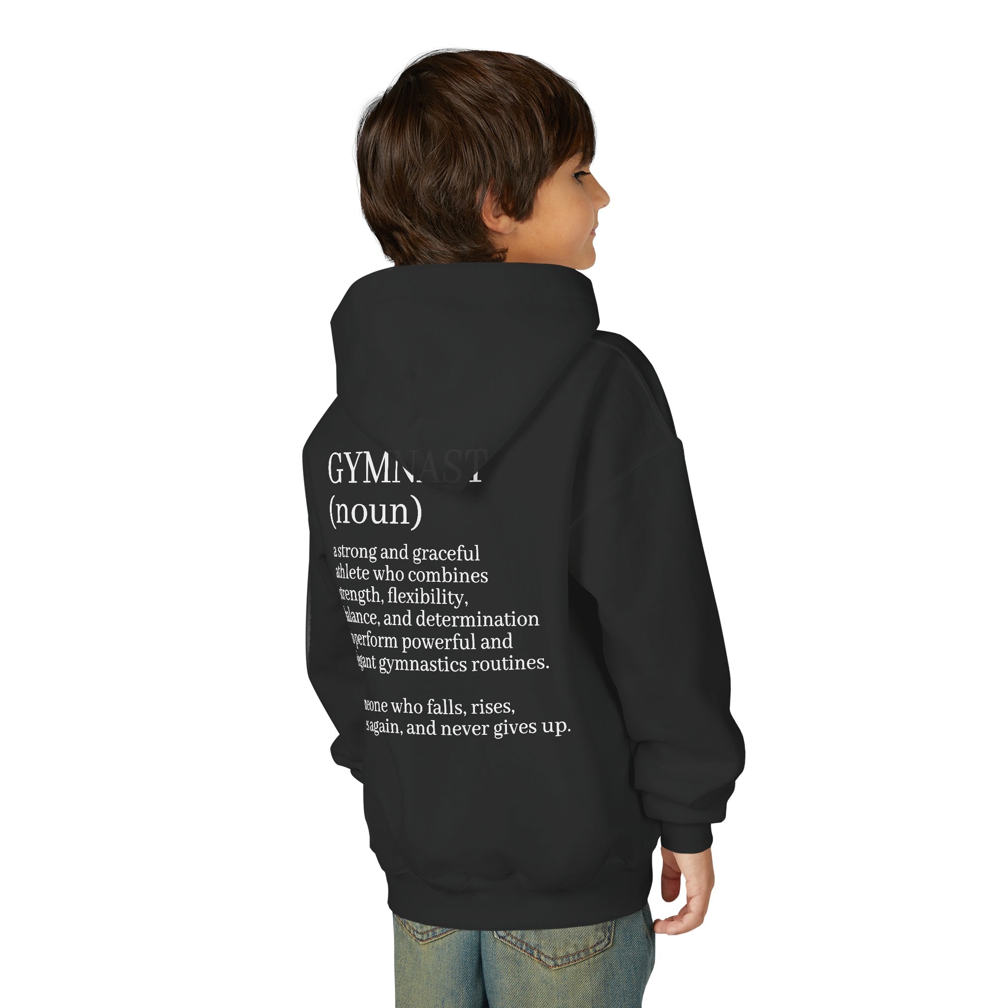 Gymnast Definition Youth Hoodie — Personalized 'NAME' Back-Print Sweatshirt