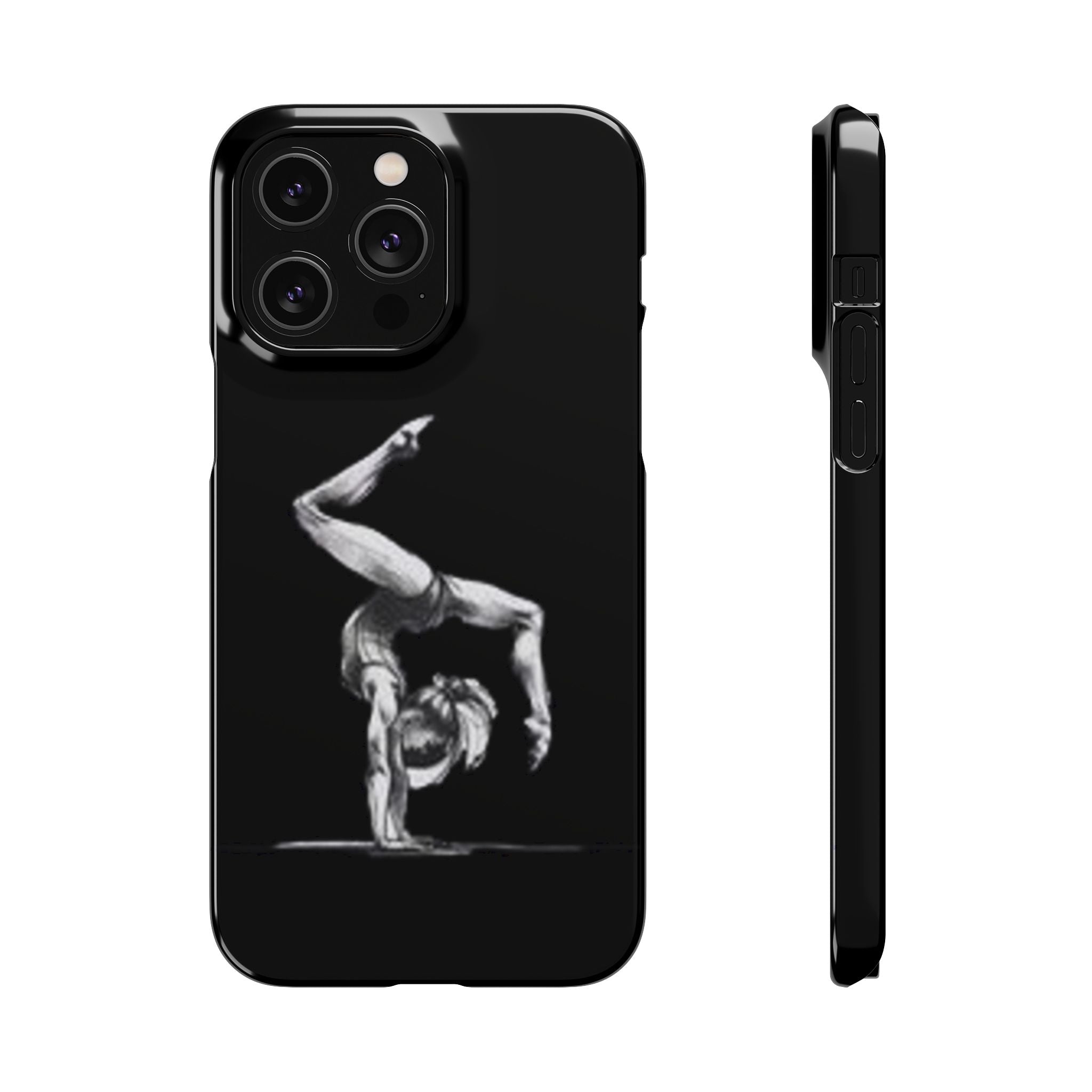 Gymnastics Phone Case — Black Chalk-Style Handstand Design