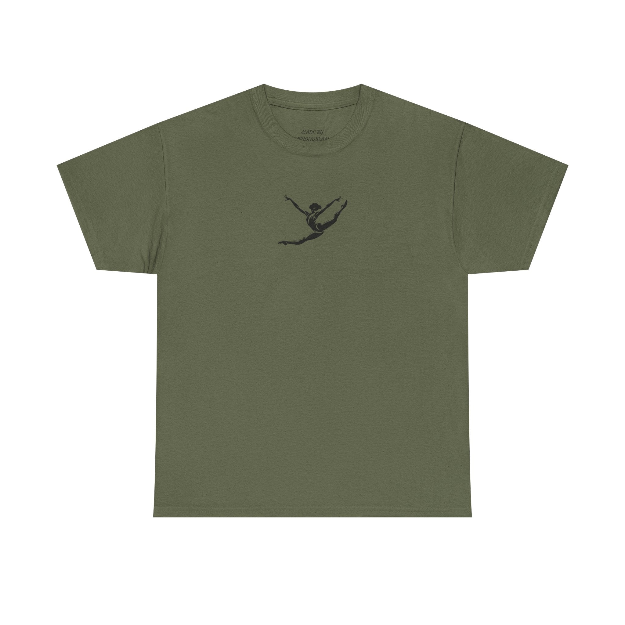 Gymnast Minimalist Tee — Small Graceful Leap Graphic T-Shirt (Adults)