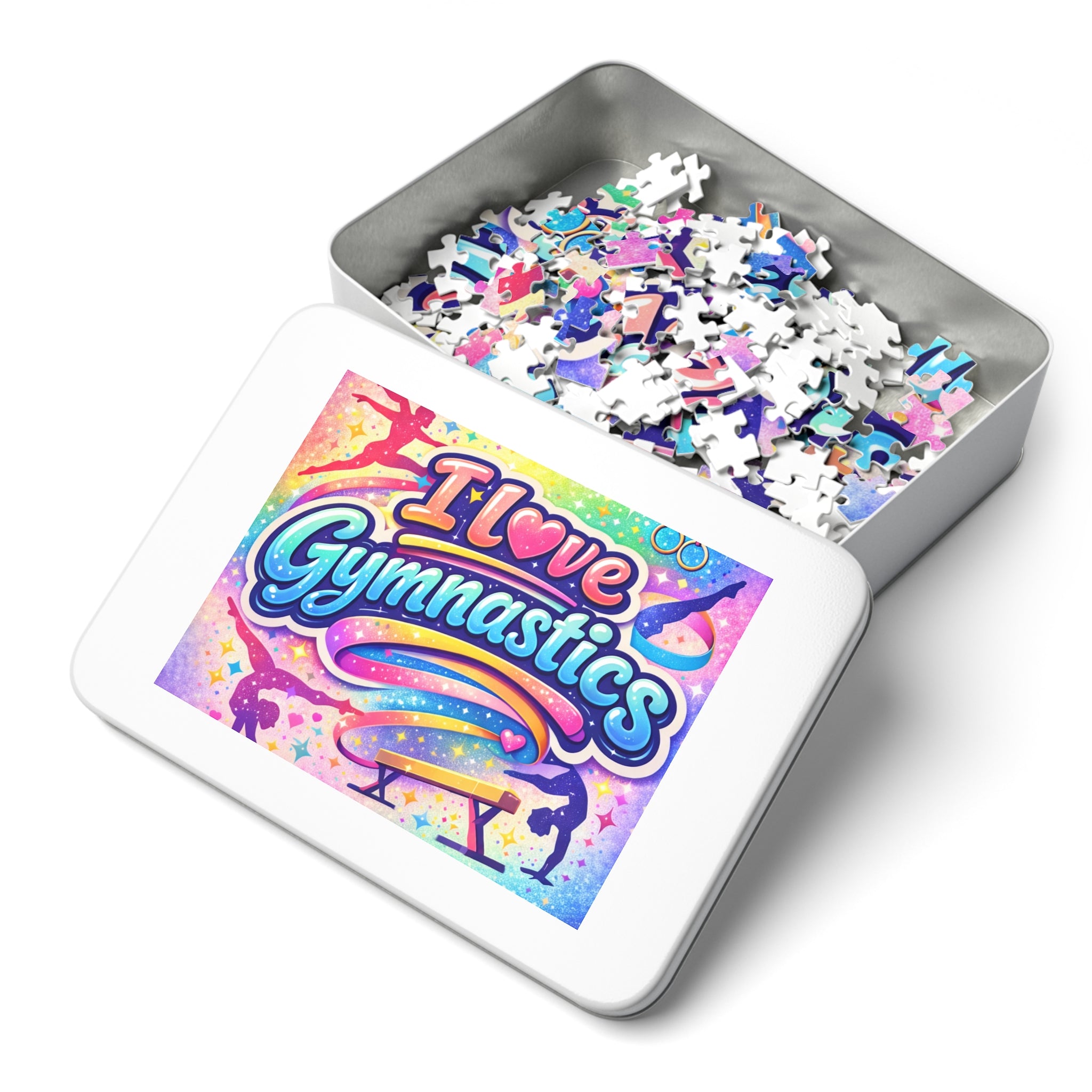 I Love Gymnastics Jigsaw Puzzle with Tin – Colorful Kids Gift
