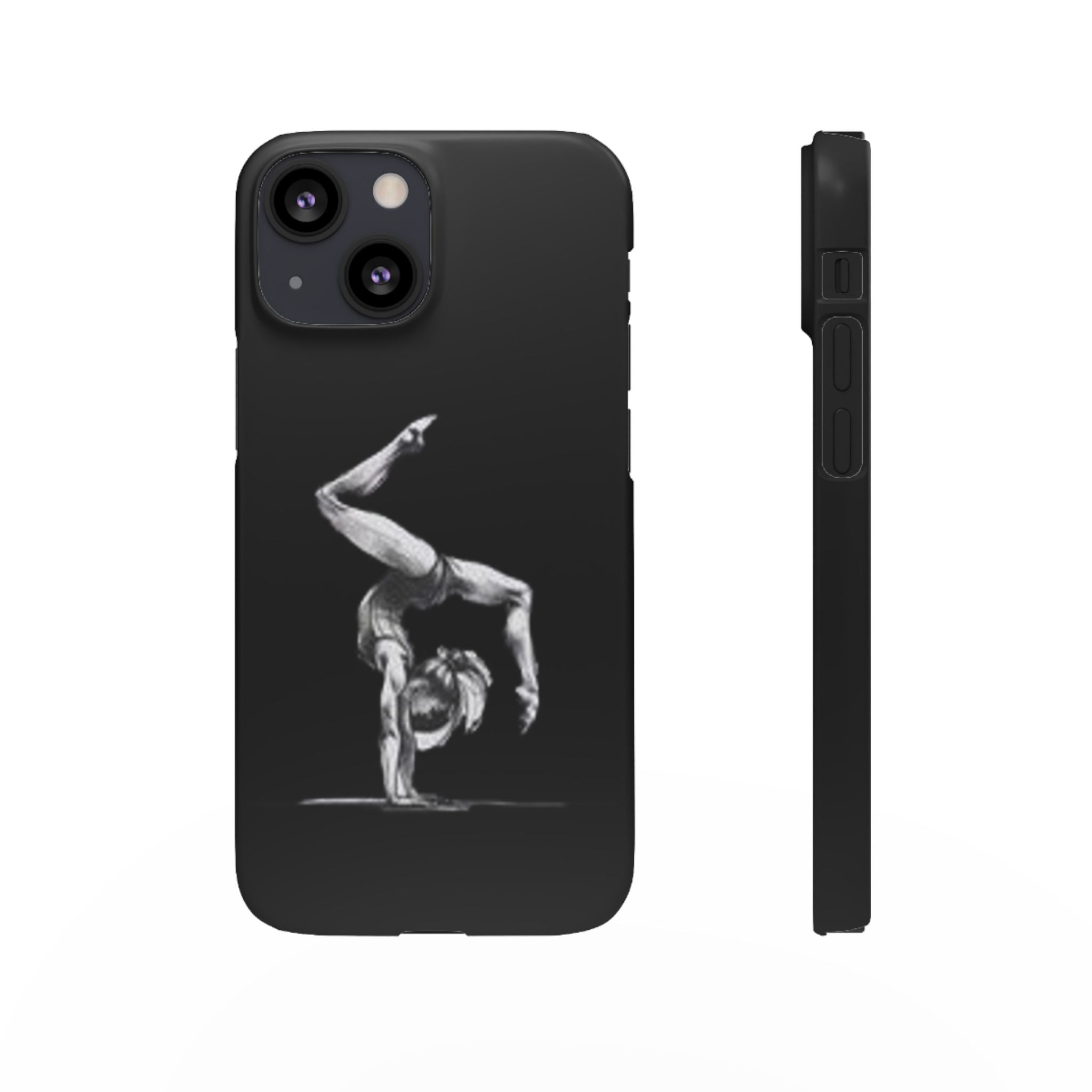 Gymnastics Phone Case — Black Chalk-Style Handstand Design