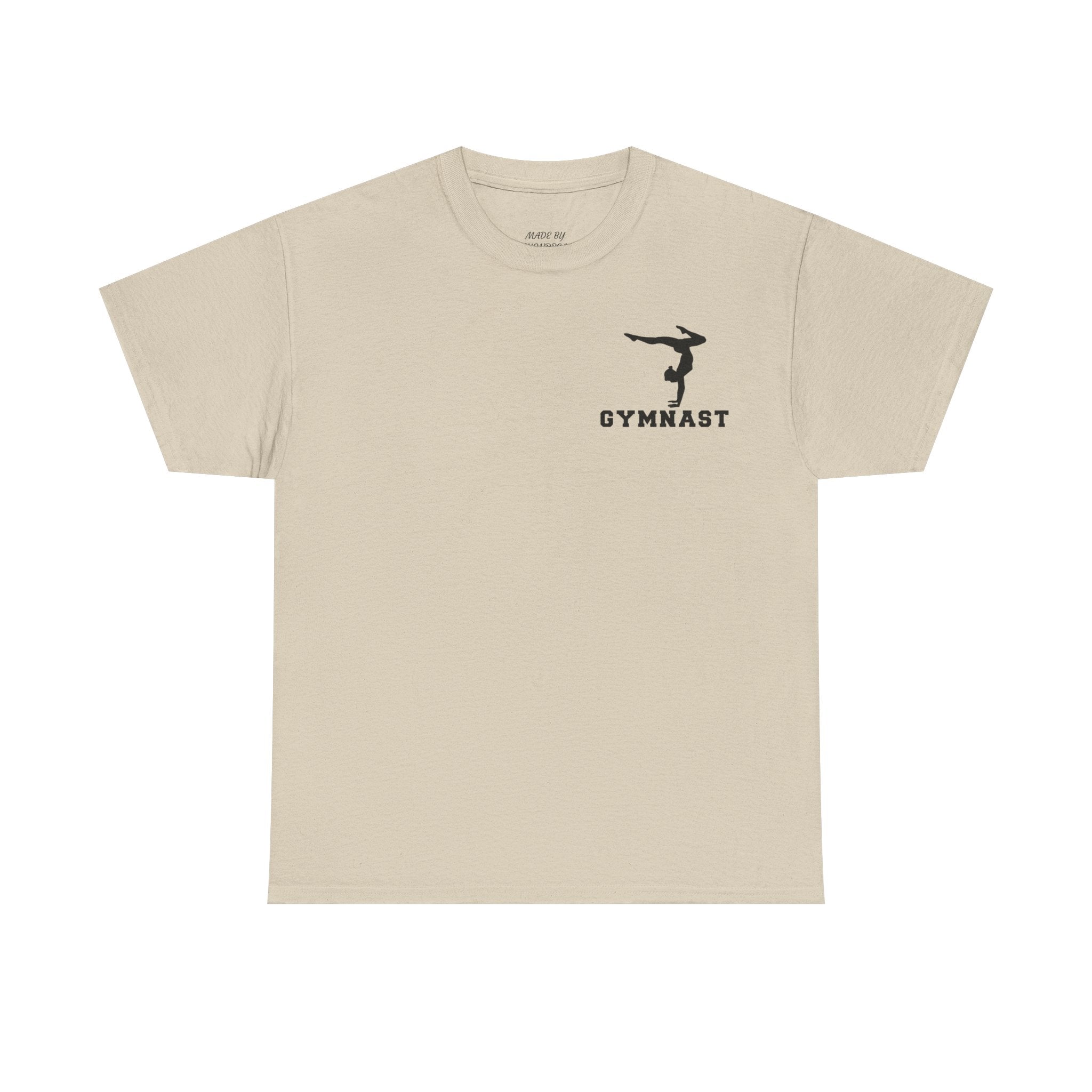 Gymnast Silhouette T-Shirt — "GYMNAST" Chest Logo Athletic Tee (Adults)
