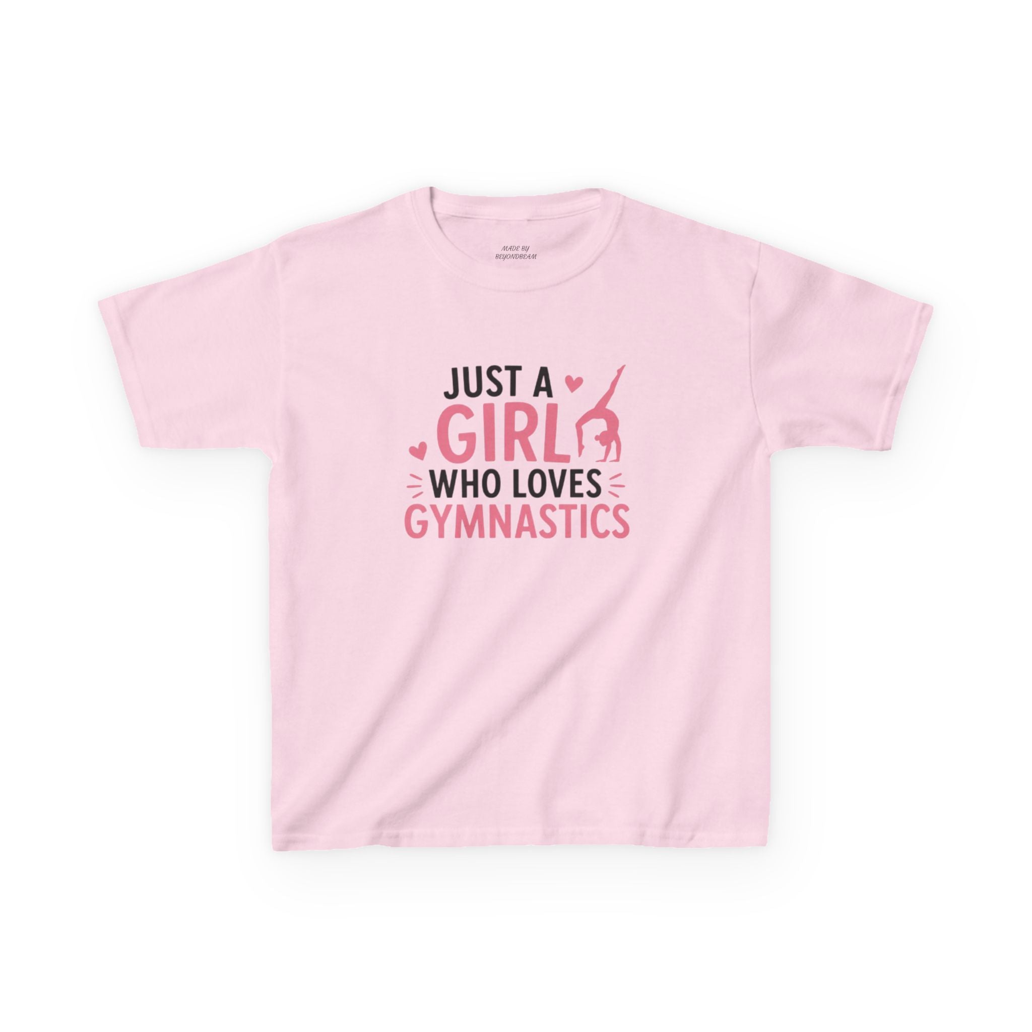 Kids Gymnastics T-Shirt - "Just a Girl Who Loves Gymnastics" Pink Design