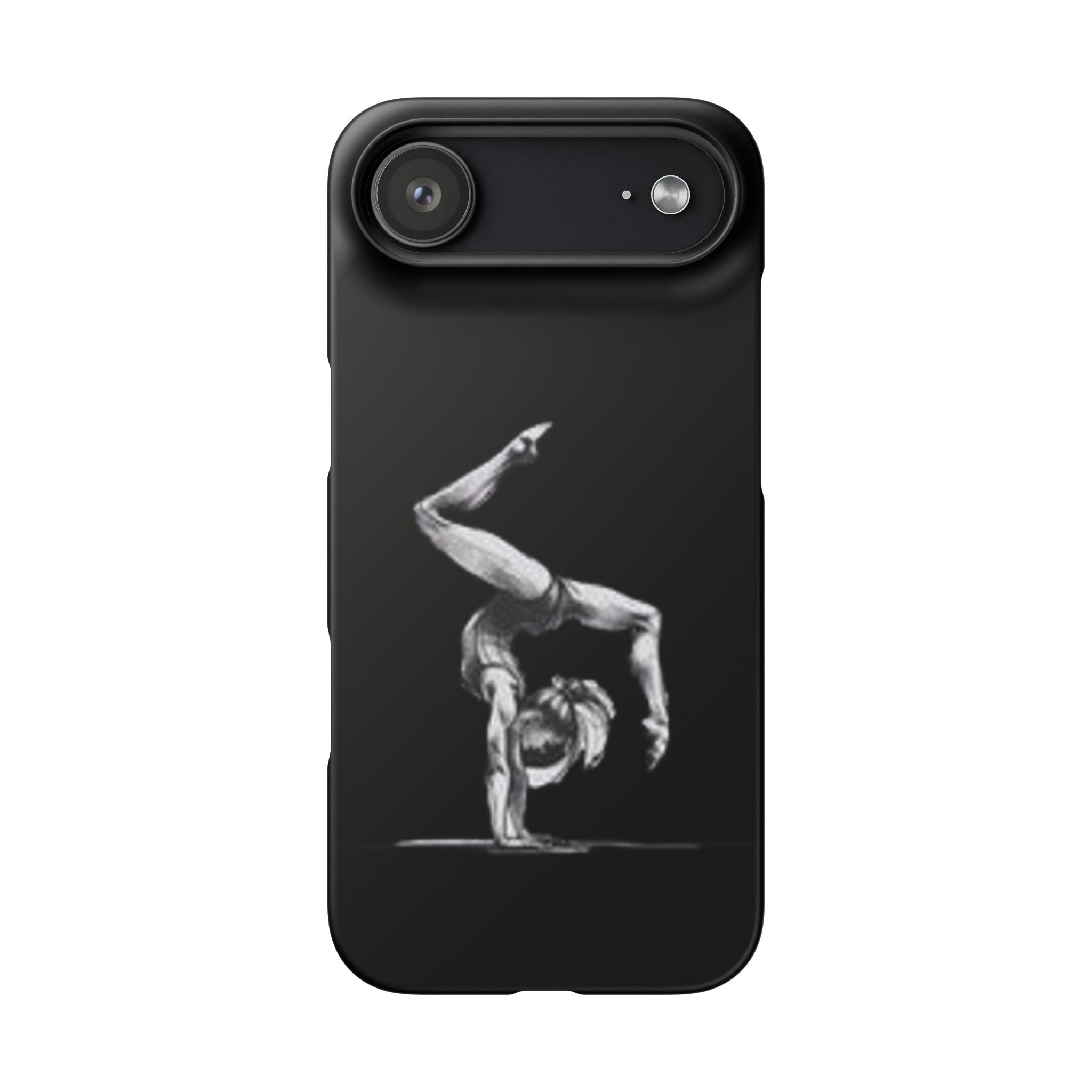 Gymnastics Phone Case — Black Chalk-Style Handstand Design