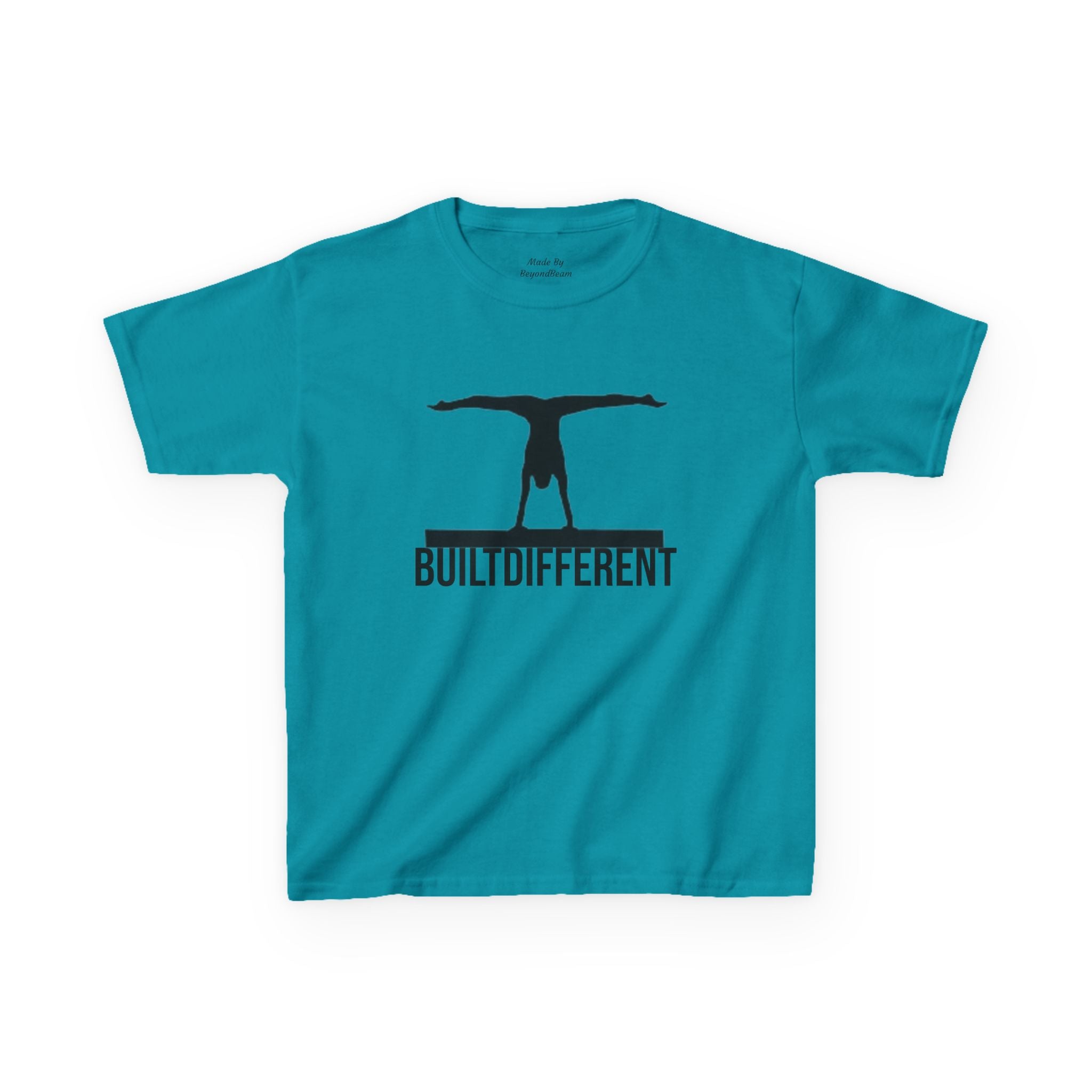 Kids T-Shirt — 'BUILTDIFFERENT' Gymnast Silhouette Tee