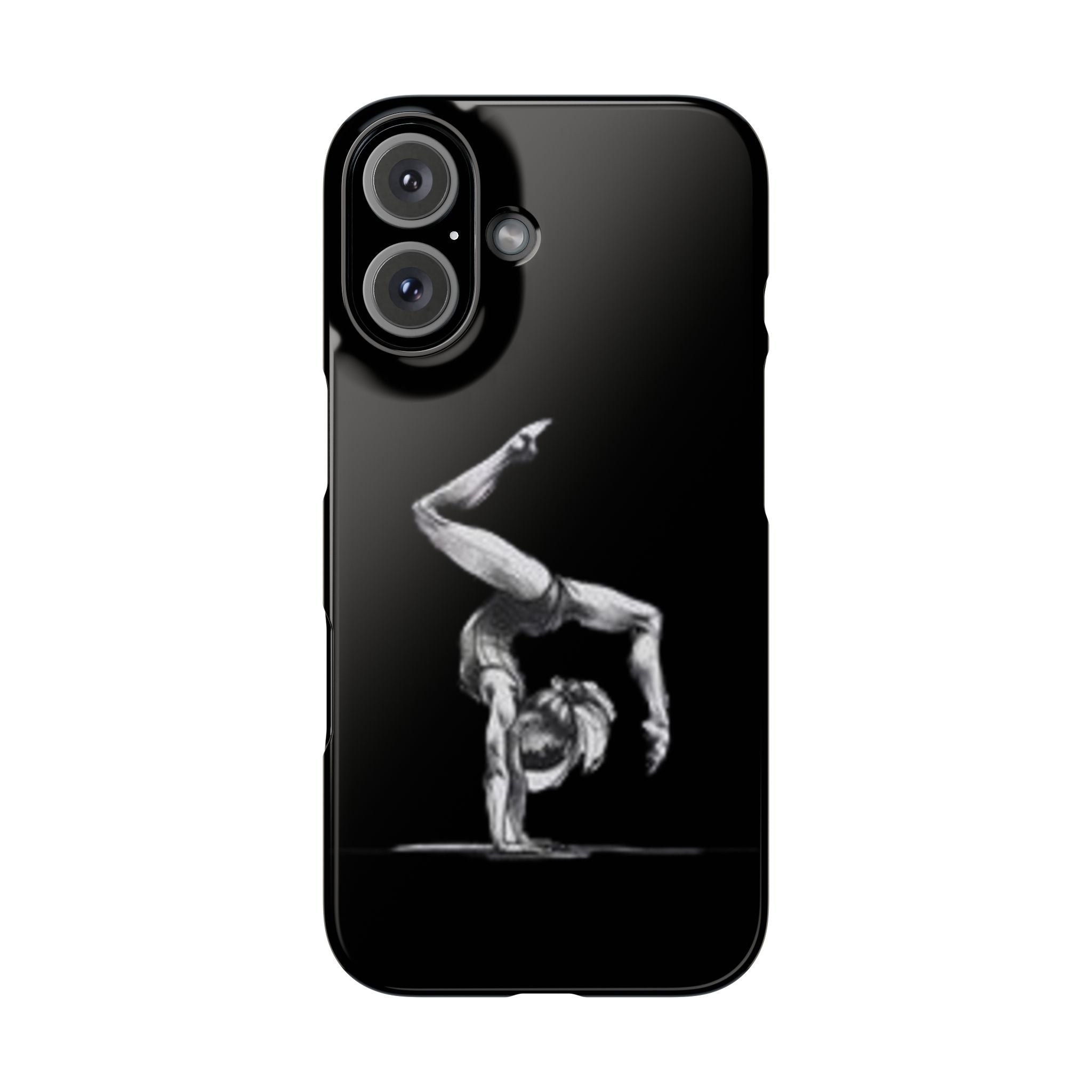 Gymnastics Phone Case — Black Chalk-Style Handstand Design