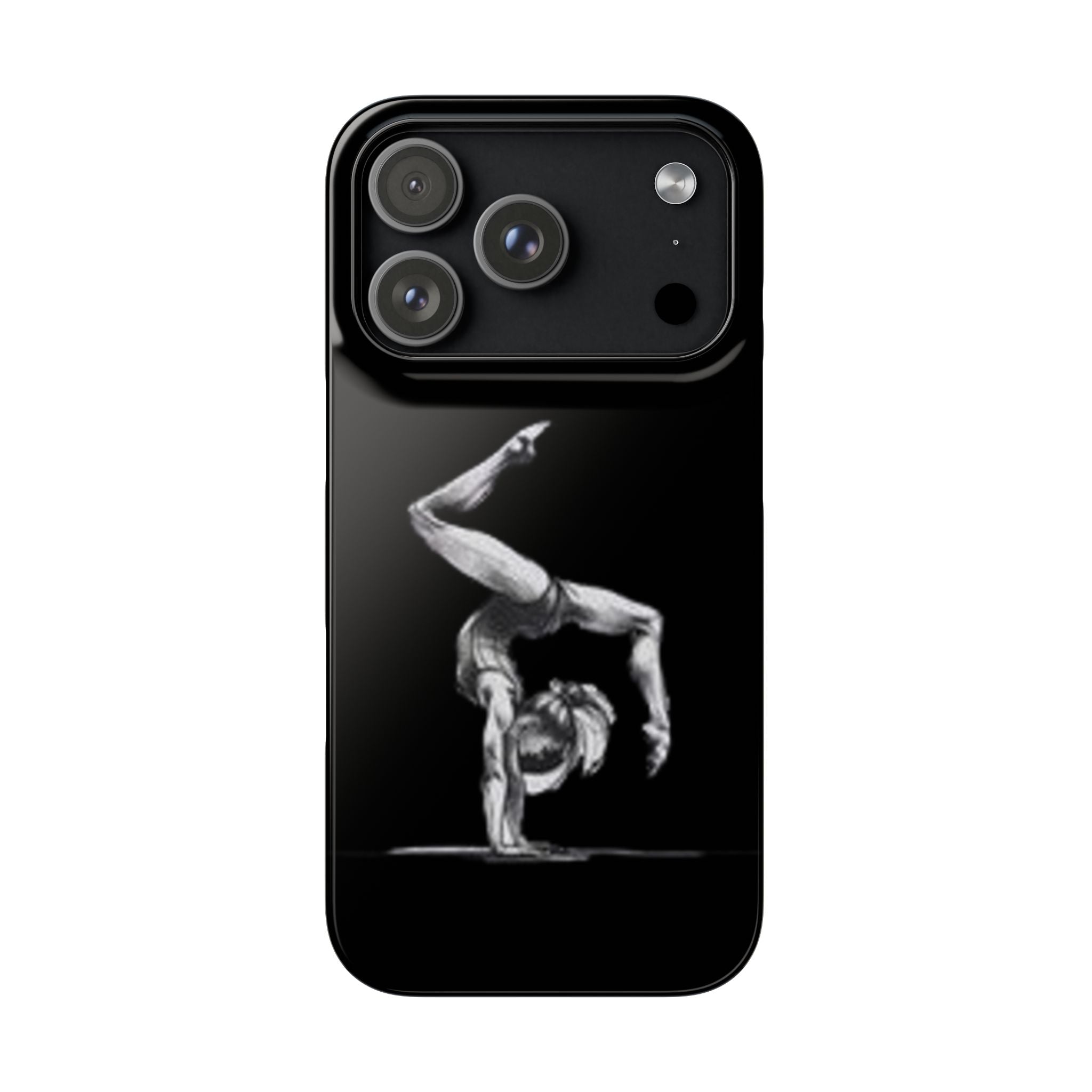 Gymnastics Phone Case — Black Chalk-Style Handstand Design