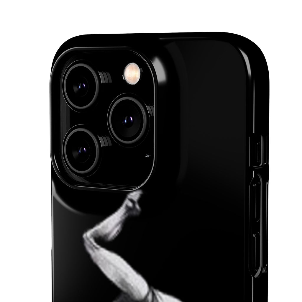 Coach Gymnastics Phone Case — Black Snap Phone Cover with Gymnast Silhouette