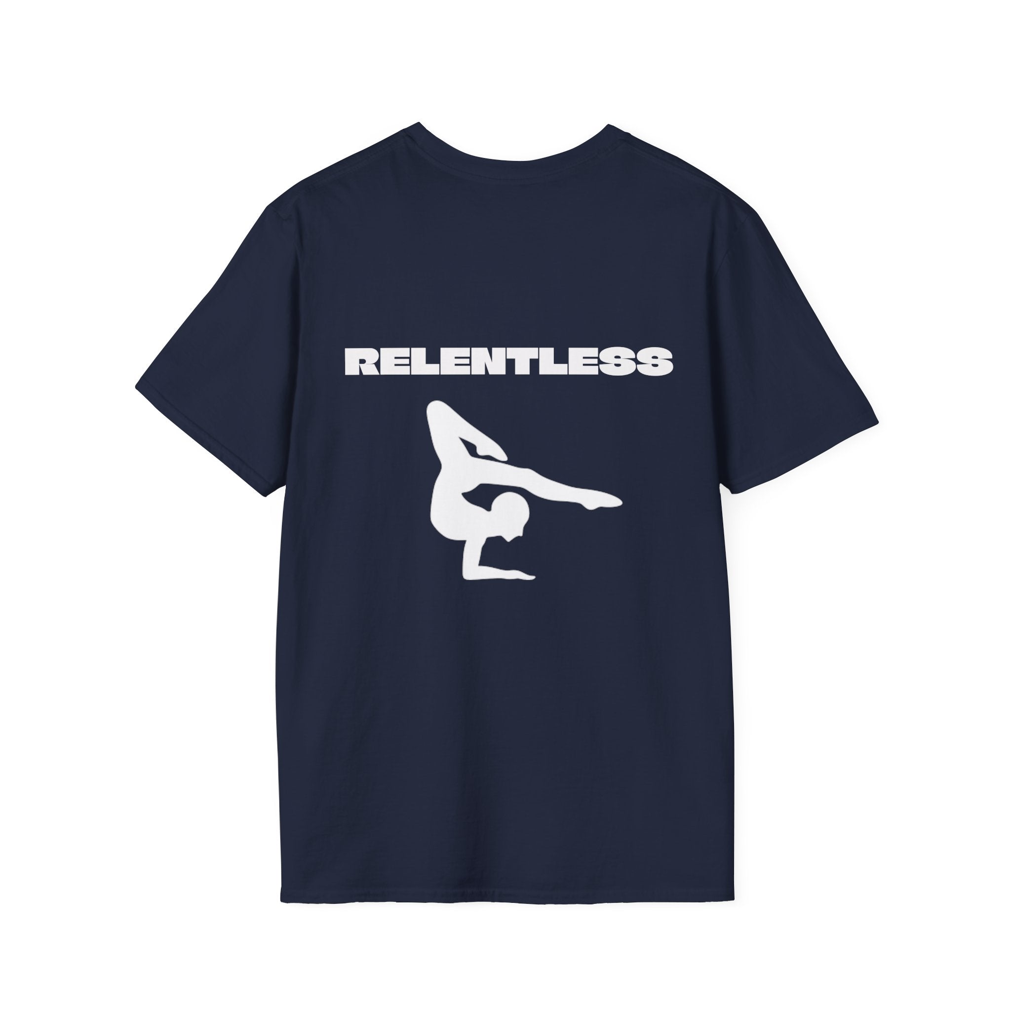 Relentless Gymnastics T-Shirt — Back Silhouette Athletic Tee (Adults)