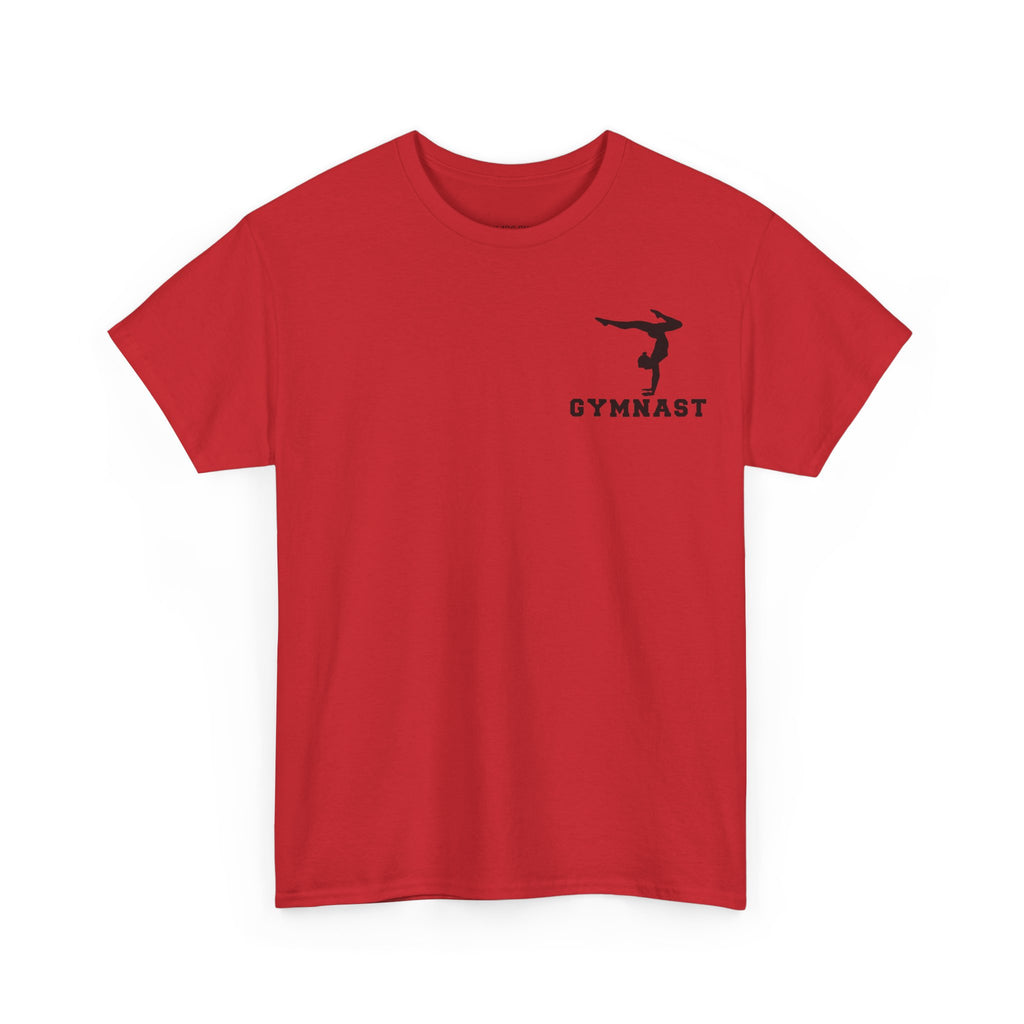 Gymnast Silhouette T-Shirt — "GYMNAST" Chest Logo Athletic Tee (Adults)