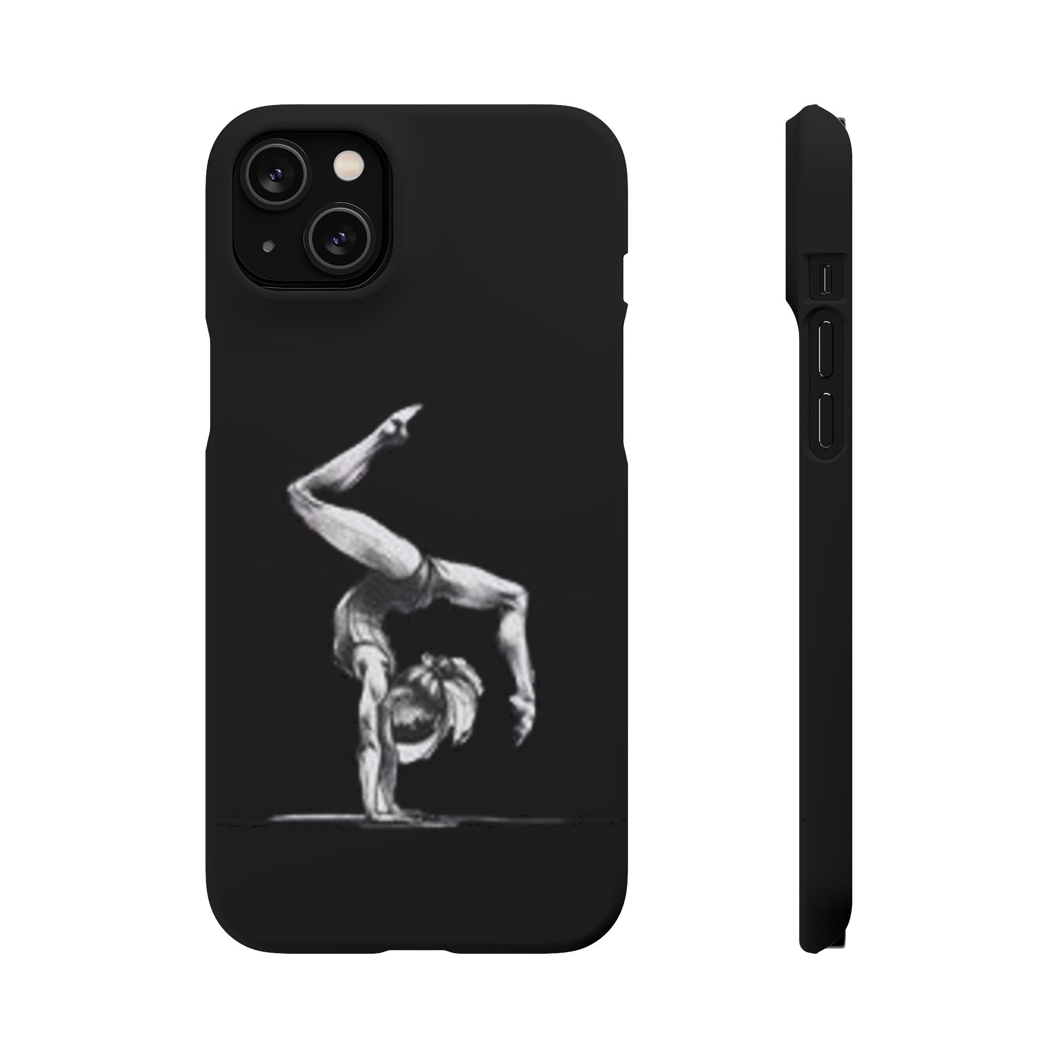 Gymnastics Phone Case — Black Chalk-Style Handstand Design
