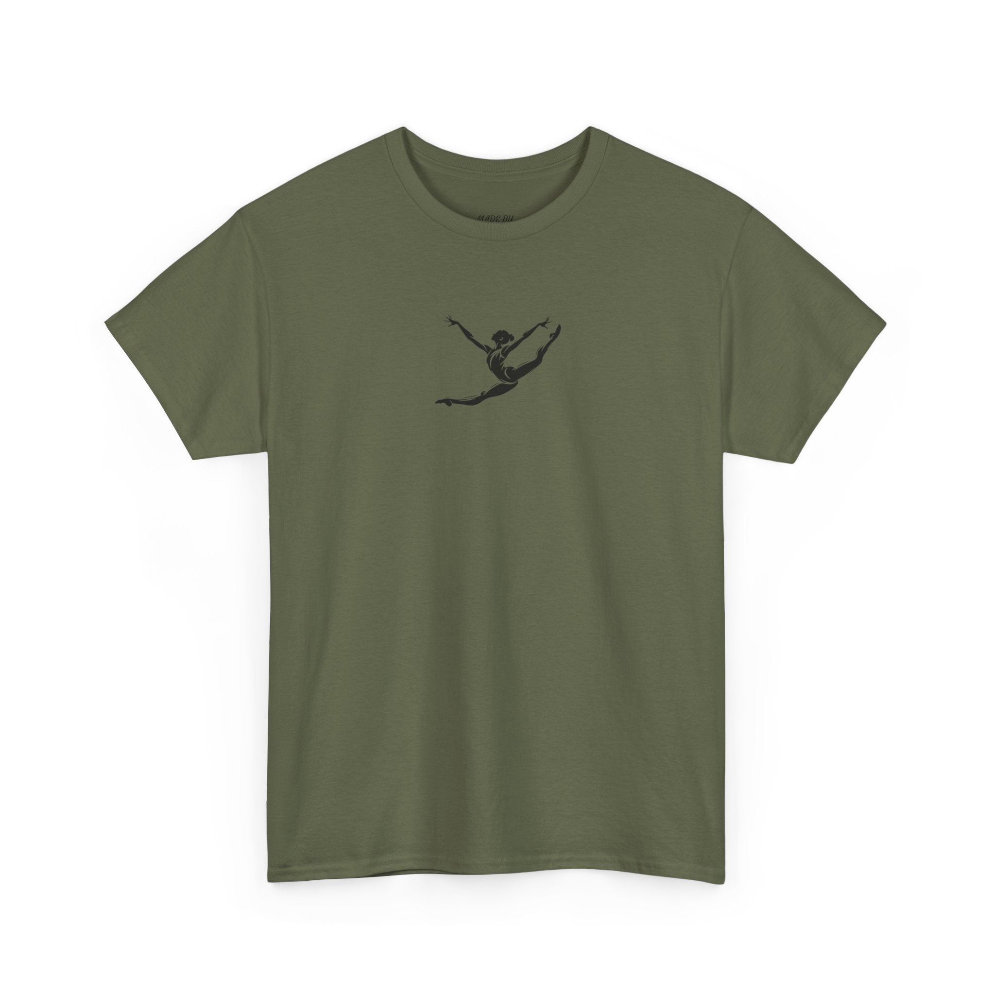 Gymnast Minimalist Tee — Small Graceful Leap Graphic T-Shirt (Adults)