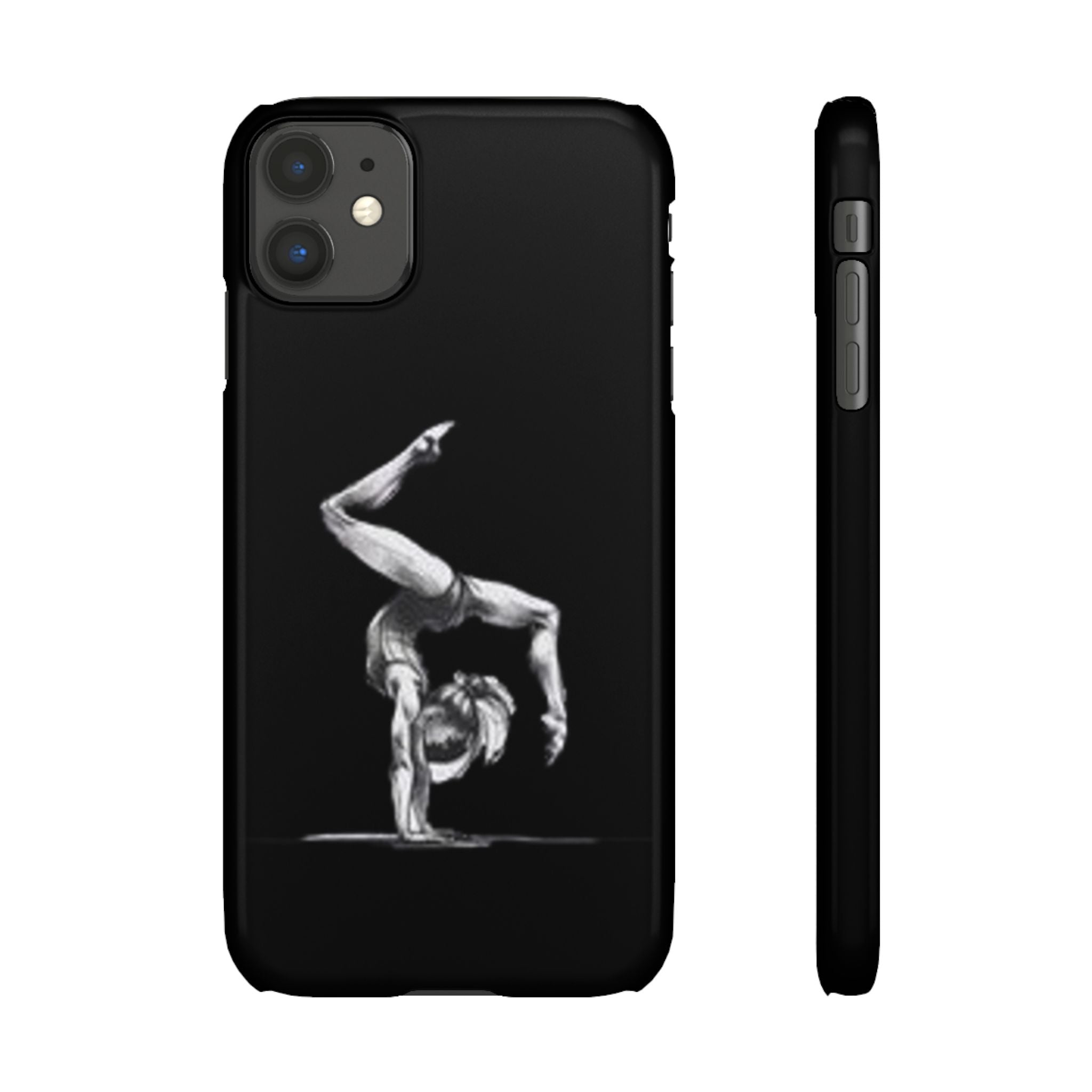 Gymnastics Phone Case — Black Chalk-Style Handstand Design