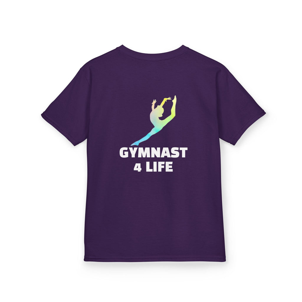 Gymnast Kids Tee — 'Gymnast 4 Life' Gradient Silhouette Shirt